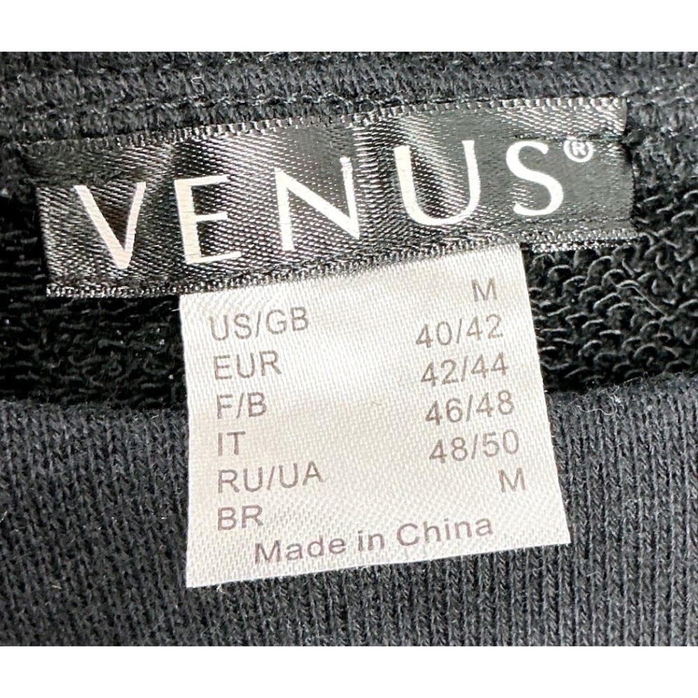 VENUS Black Crewneck Pullover Sweatshirt M Zip Shoulder Grommet Sleeve Alt Edgy - Picture 3 of 10